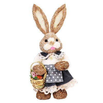 35cm wielkanocna lalka króliczek ze słomy stojąca figurka królik ozdoba