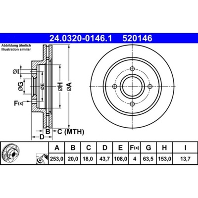 ДИСК ATE POWER DISC FORD COUGAR/MONDEO ЗАД 24.0320-0146.1