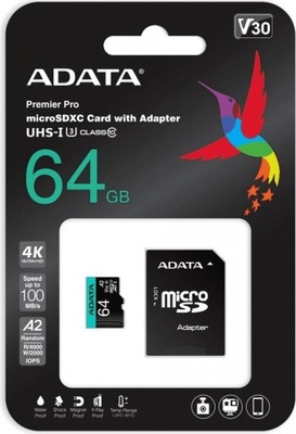 Karta microSD Adata 64 GB Class 10 UHSI/U3 A2