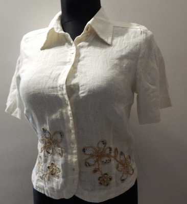 BIBA bluzka damska vintage biała haft len XS/S