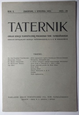 Taternik, Rok 1923-24, Zeszyt z 1 stycznia 1925 r., TATRY, TATERNICTWO