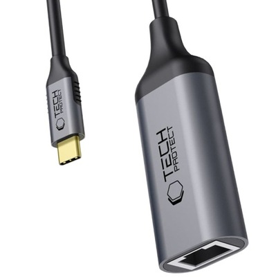 Przejściówka sieciowa USB-C - RJ45 Ethernet do laptopa 1Gbps, Tech-Protect