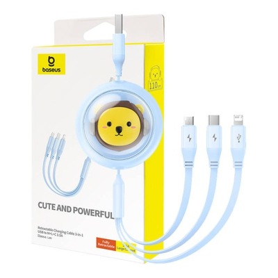 Baseus Kabel Do Ładowania 3w1 USB do USB Typ C Micro USB Lightning 1,1m