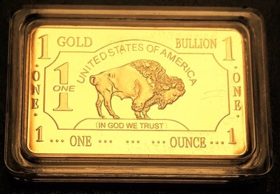USA ,Sztabka Złota,American Buffalo ,999/1000 GOLD ,pozłacana kopia ,GRATIS