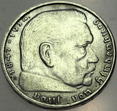 Niemcy 2 marki Reichsmark 1938 Hindenburg SREBRO