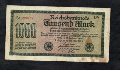 BANKNOT NIEMCY -- 1000 marek -- 1922 rok