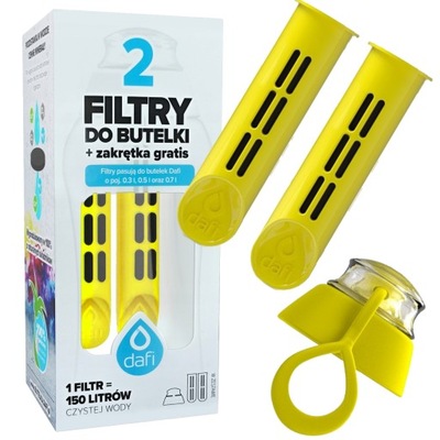 2 Filtry nakrętka butelki filtrującej Dafi Żółty