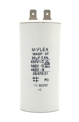 Kondensator silnikowy 20uF 450V MIFLEX MKSP-5P