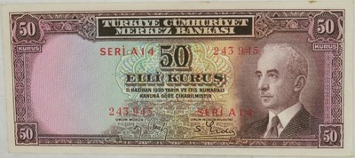 12.hc.Turcja, 50 Kurus 1930 rzadki, P.133, St.1