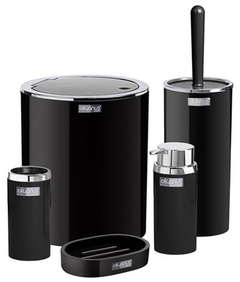 Komplet łazienkowy Diamond zestaw do wc 5 elementów czarny kosz dozownik
