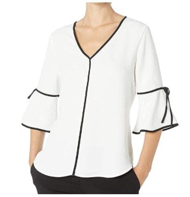 Biała bluzka elegancka Calvin Klein falbany XS