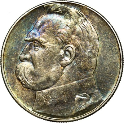 II RP, 10 złotych 1938, Piłsudski, st. 2+/1-, Rzadki rocznik, BARDZO ŁADNA