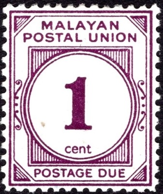 Malayan Postal Union due 1 c.czysty *