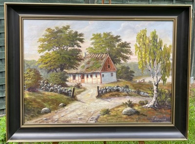 Obraz olejny na płótnie - wiejski krajobraz - NILS OLSSON KOMSTAD