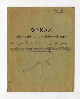 konwolut dokumentów sędzia Jerzy Kubliński 1925-44