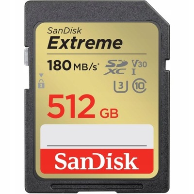 SANDISK EXTREME SDXC 512 GB 180MB/s V30 UHS-I U3 karta pamięci