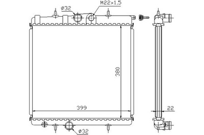 024828 NISSENS РАДІАТОР PEUGEOT 206 98- 1.1/1.4/1.6 MECHANICZNA SKRZ. 38