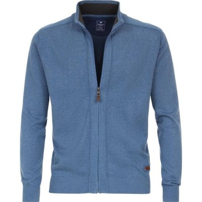 niebieski bawełniany rozpinany sweter męski Redmond M