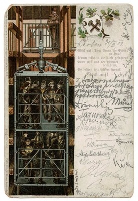 AUSTRIA LOEBEN KOPALNIA WINDA GÓRNICY PRZEMYSŁ TECHNIKA 1902