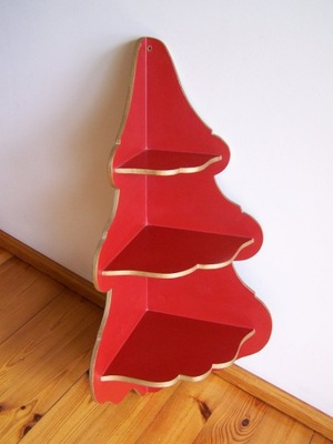 Półka narożna _____drewno __czerwona