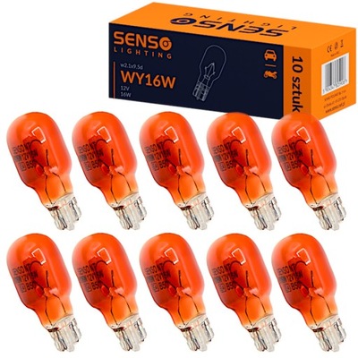 LEMPUTĖS SENSO WY16W T15 12V W2.1X9.5D ORANŽINĖ TIPO PATVIRTINIMAS E4 X10SZTUK 