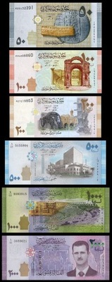 SYRIA ZESTAW 50+100+200+500+1000+2000 Pounds UNC