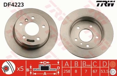 TRW DF4223 ДИСК ТОРМОЗНЫЙ 258X8 P 5-OTW MERCEDES 