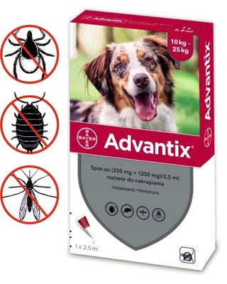 Advantix Spot On krople na kleszcze i pchły dla psów 10-25 kg 4x2,5 ml