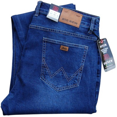 niebieskie DŻINSY BIGNEW DENIM przecierane klasyczne W42 L32 pas 116/118 cm