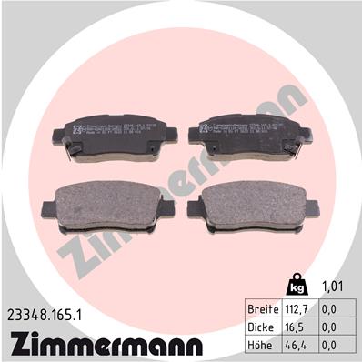 ZIMMERMANN 23348.165.1 КОМПЛЕКТ КОЛОДОК ШАЛЬМІВНИХ,