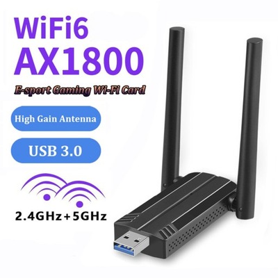 Bezprzewodowy adapter USB 3.0 WiFi-6 1800 Mb/s Adapter WiFi do komputera 5 GHz 2,4 GHz