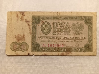 Stary banknot 2 zł 1948 r