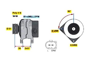Bosch генератор vw polo 1,4/1,6 09-/ jetta 05- фото №1
