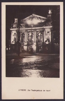 Lwów - Lemberg Das Theatergebaude bei Nacht