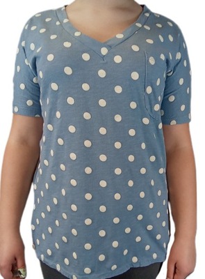 Bluzka t-shirt niebieski groszki StarModa One Size