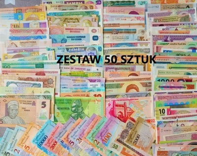 Zestaw 50 sztuk Banknotow Swiata UNC