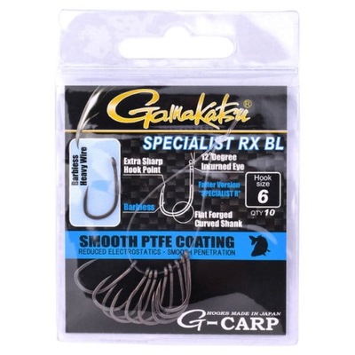 HACZYKI GAMAKATSU G-CARPSPEC RX HOOKS BARBLESS 6