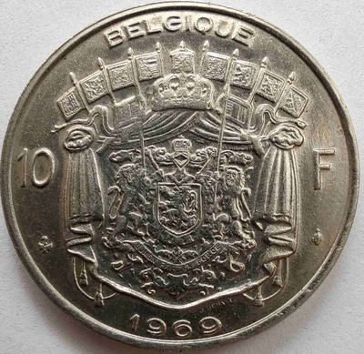 1880 - Belgia 10 franków, 1969