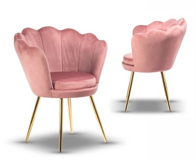 krzesło fotel glamour SHELLY różowy noga złota