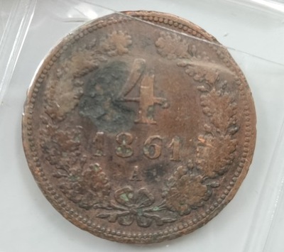 moneta Austria 4 krajcary 1861