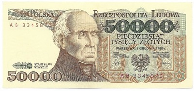 50 000 Zł ST. Staszic 1989r Seria AB /Rzadki!