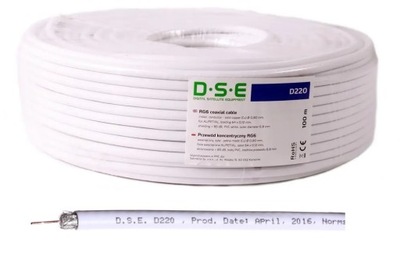 Kabel antenowy RG6 DVB-T2/SAT DSE D220 miedź CU