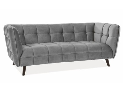 Sofa CASTELLO 3 VELVET szary bluvel 14/wenge