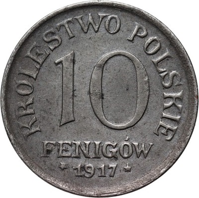 Królestwo Polskie, 10 fenigów 1917 F