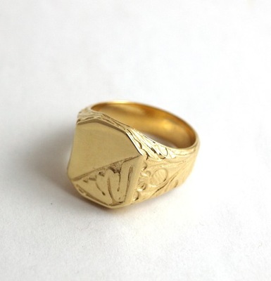 SYGNET MĘSKI ZŁOTY PIĘKNE ZDOBIENIA ZŁOTO 585