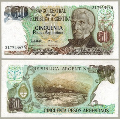 Argentyna 50 Pesos Argentinos 1985 P-314a.2 UNC