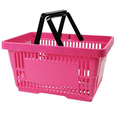 Różowy koszyk sklepowy na zakupy 22L plastikowy