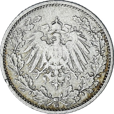 Moneta, NIEMCY - IMPERIUM, 1/2 Mark, 1905, AU(50-5