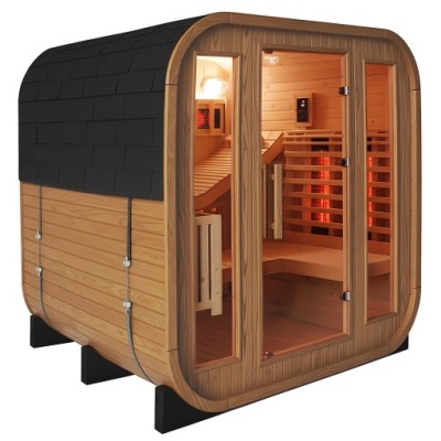 SAUNA OGRODOWA ZEWNĘTRZNA KOMBO BECZKA Z PIECEM MOLDE-A 4 OSOBOWA 180x200