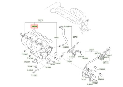 Прокладка коллектор впускной оригинал hyundai 284112b000 фото №1